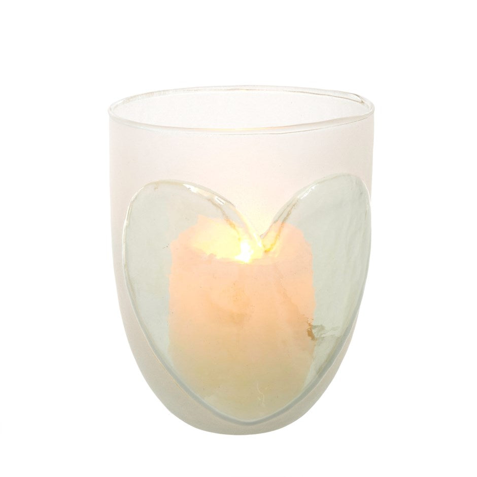 Frosted Heart Votive Large