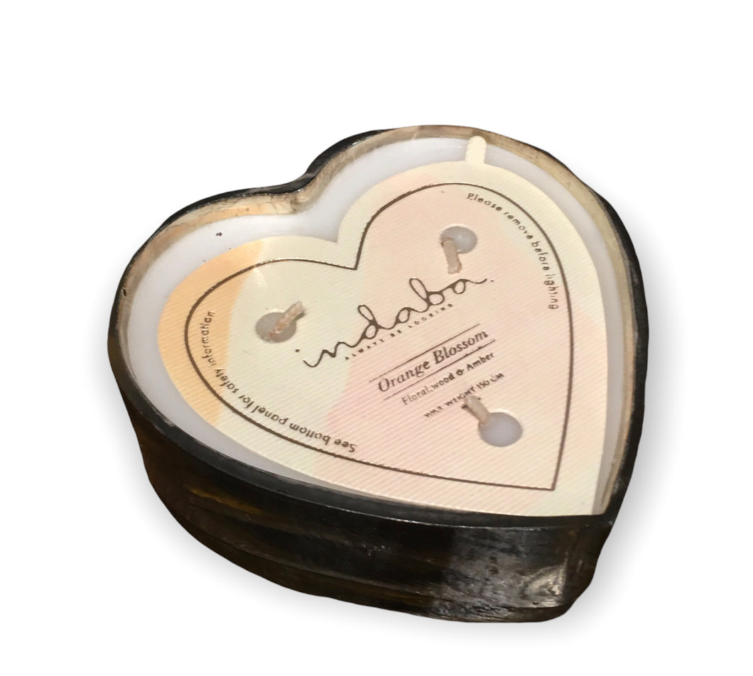 Heart shaped silver candle