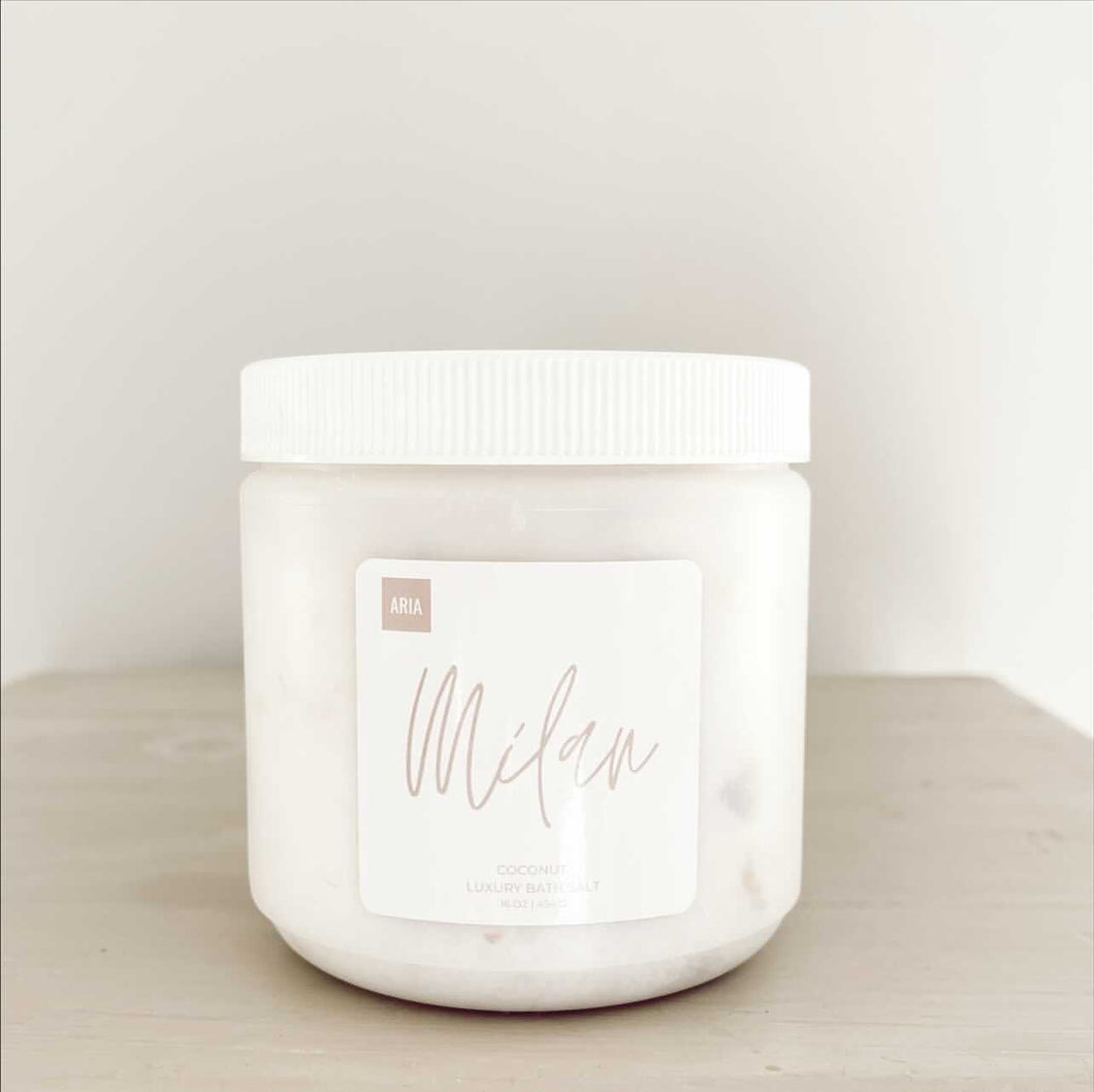 Luxury Bath Salts - 16oz - SCENT: Milan Coconut