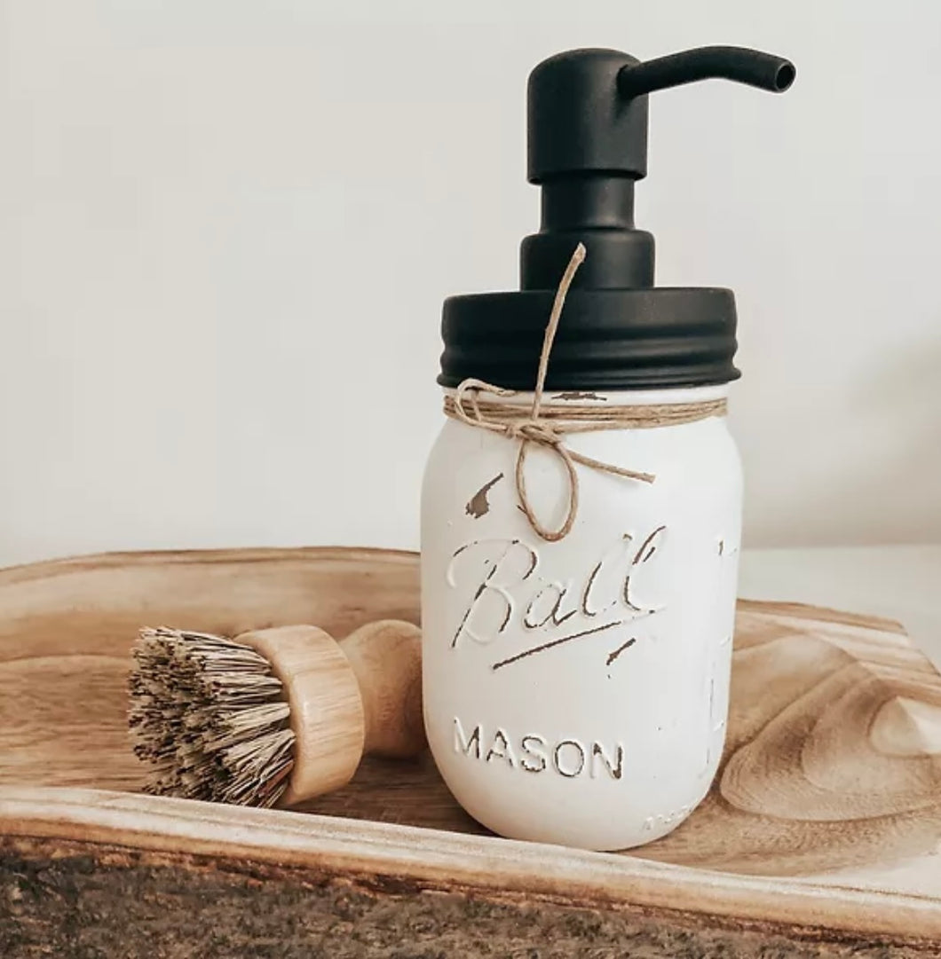 Hand painted Mason Jar soap dispenser