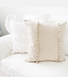 Soft Beige Ruffle Pillow