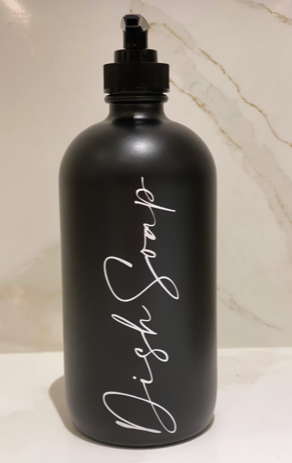 Matte Black Glass DISH SOAP Bottle