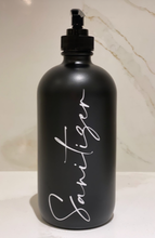 Load image into Gallery viewer, Matte Black Glass SANITZER Bottle
