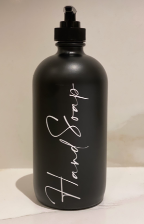 Matte Black Glass HAND SOAP Bottle