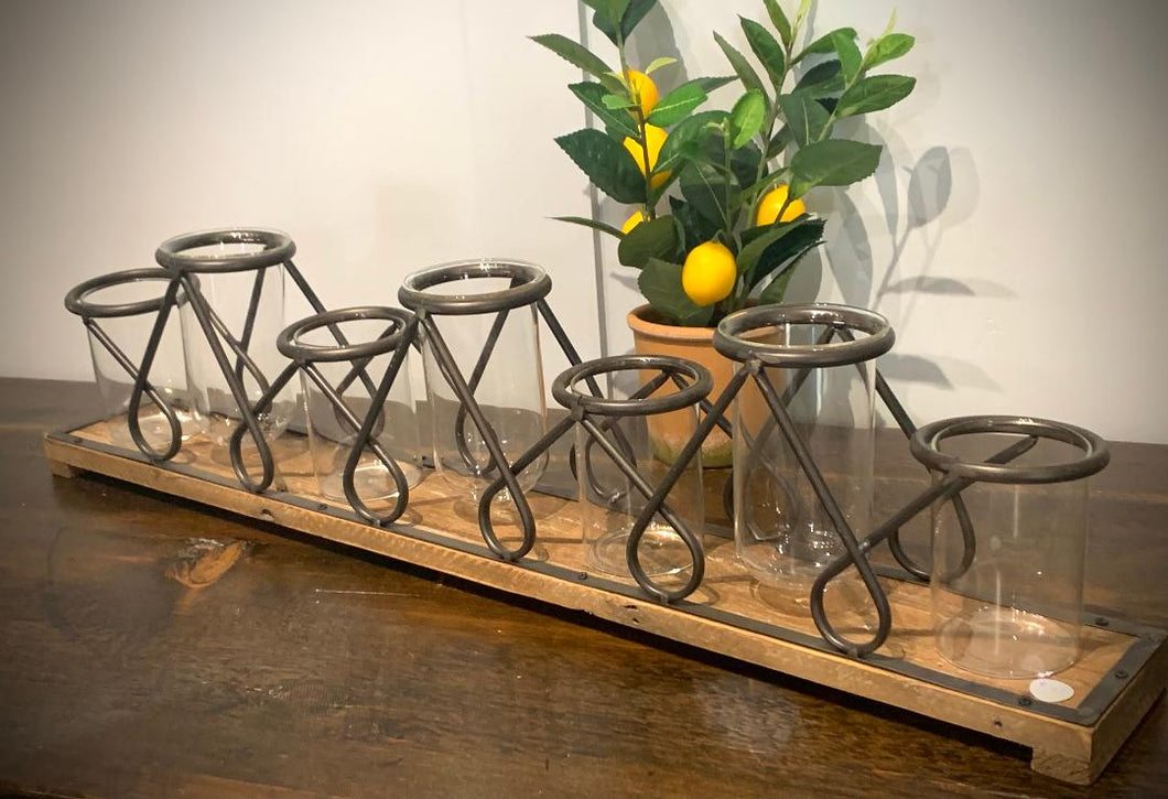 Rustic Wood and Metal candle holder