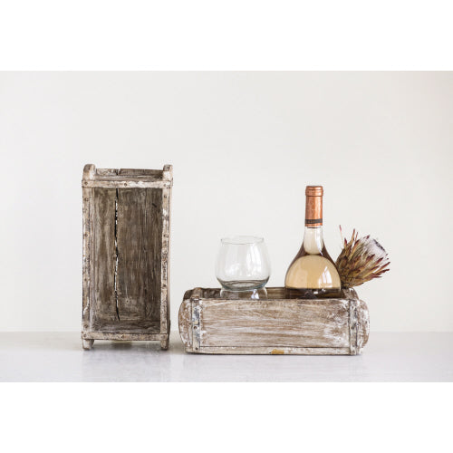 WOOD BRICK MOULD, DISTRESSED WHITE