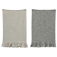 Load image into Gallery viewer, COTTON STRIPED TEA TOWEL W/ RUFFLE
